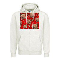 Oatmeal Heather Yorkshire Pig And Candy Cane Zipper Hoodie - LillyAllenDesigns