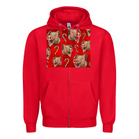Red Yorkshire Pig And Candy Cane Zipper Hoodie - LillyAllenDesigns