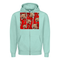 Seafoam Yorkshire Pig And Candy Cane Zipper Hoodie - LillyAllenDesigns