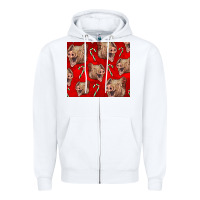 White Yorkshire Pig And Candy Cane Zipper Hoodie - LillyAllenDesigns