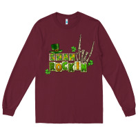 Burgundy Sham rockin skeleton hand St. Patrick's Long Sleeve Tee - CowGirlArtShop
