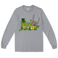 Heather Grey Sham rockin skeleton hand St. Patrick's Long Sleeve Tee - CowGirlArtShop