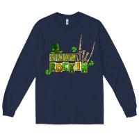 Navy Sham rockin skeleton hand St. Patrick's Long Sleeve Tee - CowGirlArtShop