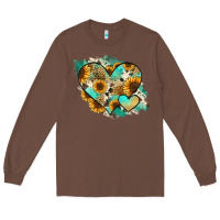 Chestnut Leopard Sunflower Cowhide Glitter Heart Long Sleeve Tee - Jasminsmagicworld
