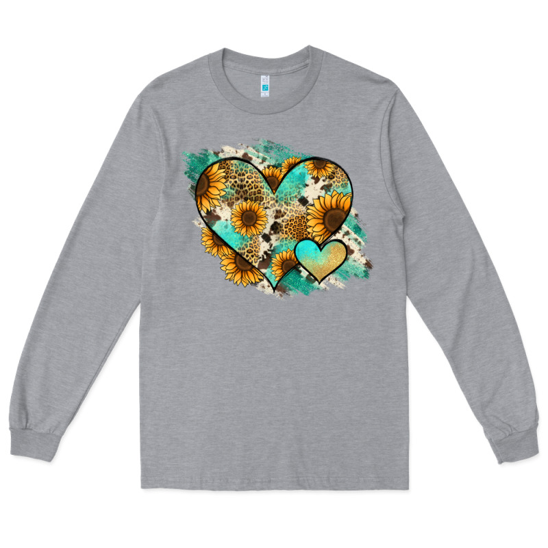 Leopard Sunflower Cowhide Glitter Heart Long Sleeve Tee by Jasminsmagicworld | Teevron