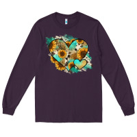 Plum Leopard Sunflower Cowhide Glitter Heart Long Sleeve Tee - Jasminsmagicworld