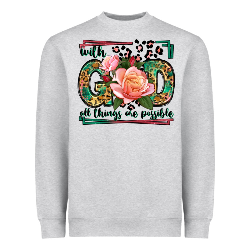 With God All Things Are Possible Leopard Frame Heavyweight Sweatshirt by LillyAllenDesigns | Teevron