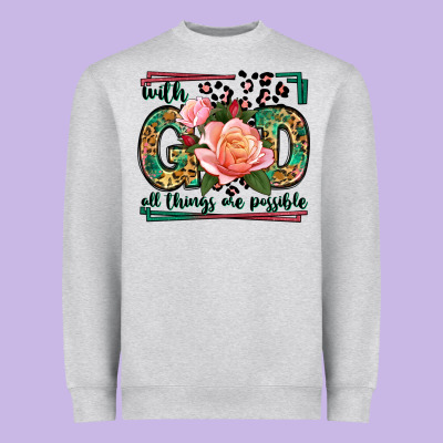 With God All Things Are Possible Leopard Frame Heavyweight Sweatshirt Designed By Lillyallendesigns