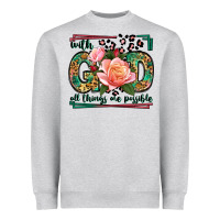 Heather Grey With god all things are possible leopard frame Heavyweight Sweatshirt - LillyAllenDesigns