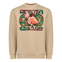 Mushroom With god all things are possible leopard frame Heavyweight Sweatshirt - LillyAllenDesigns
