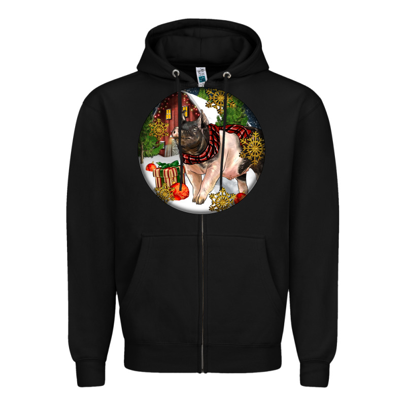 Hampshire Sow Pig Christmas Zipper Hoodie by LillyAllenDesigns | Teevron