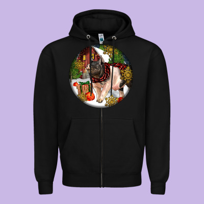 Hampshire Sow Pig Christmas Zipper Hoodie Designed By Lillyallendesigns