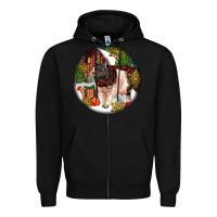 Black hampshire sow pig christmas Zipper Hoodie - LillyAllenDesigns