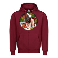 Burgundy hampshire sow pig christmas Zipper Hoodie - LillyAllenDesigns