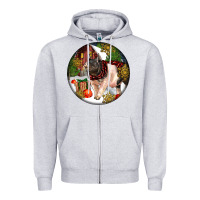 Heather Grey hampshire sow pig christmas Zipper Hoodie - LillyAllenDesigns