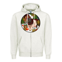 Oatmeal Heather hampshire sow pig christmas Zipper Hoodie - LillyAllenDesigns