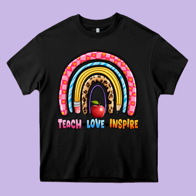 Teach Love Inspire Rainbow Heavy Core Tee Designed By Artiststas