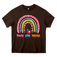 Chocolate Brown teach love inspire rainbow Heavy Core Tee - Artiststas