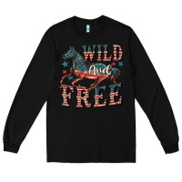 Black Wild and free 4th of july Long Sleeve Tee - CowGirlArtShop