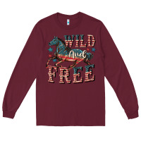 Burgundy Wild and free 4th of july Long Sleeve Tee - CowGirlArtShop