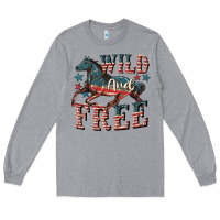Heather Grey Wild and free 4th of july Long Sleeve Tee - CowGirlArtShop