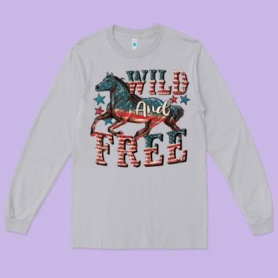 Wild And Free 4th Of July Long Sleeve Tee Designed By Cowgirlartshop