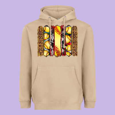 Softball Serape Leopard Cowhide Glitter Brushstrokes Heavyweight Hoodie Designed By Artiststas