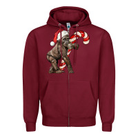 Burgundy Christmas Candy Cane Baby Gorilla Zipper Hoodie - LillyAllenDesigns
