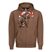 Christmas Candy Cane Baby Gorilla Zipper Hoodie | Teevron