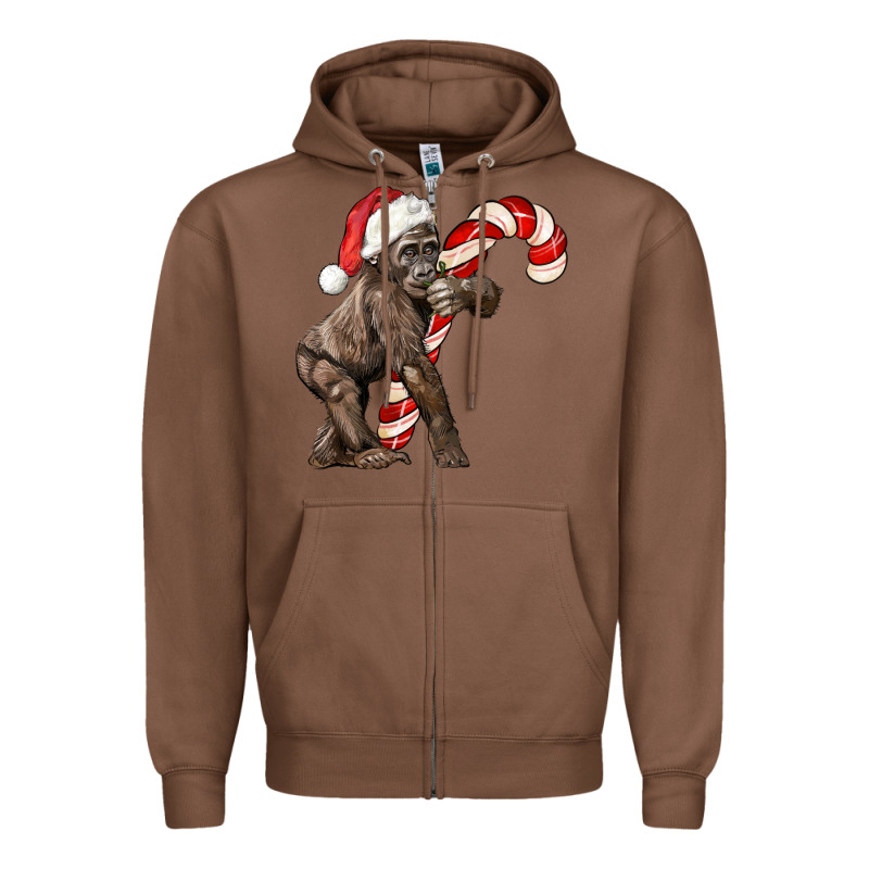 Christmas Candy Cane Baby Gorilla Zipper Hoodie by LillyAllenDesigns | Teevron
