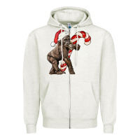 Oatmeal Heather Christmas Candy Cane Baby Gorilla Zipper Hoodie - LillyAllenDesigns
