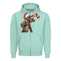 Seafoam Christmas Candy Cane Baby Gorilla Zipper Hoodie - LillyAllenDesigns