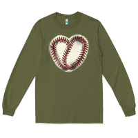 Army Green Baseball ball heart Long Sleeve Tee - HowdyJamesFarm