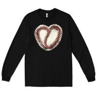 Black Baseball ball heart Long Sleeve Tee - HowdyJamesFarm