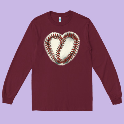 Baseball Ball Heart Long Sleeve Tee Designed By Howdyjamesfarm