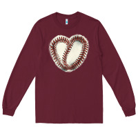 Burgundy Baseball ball heart Long Sleeve Tee - HowdyJamesFarm