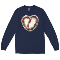 Navy Baseball ball heart Long Sleeve Tee - HowdyJamesFarm