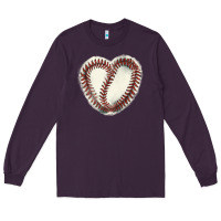 Plum Baseball ball heart Long Sleeve Tee - HowdyJamesFarm