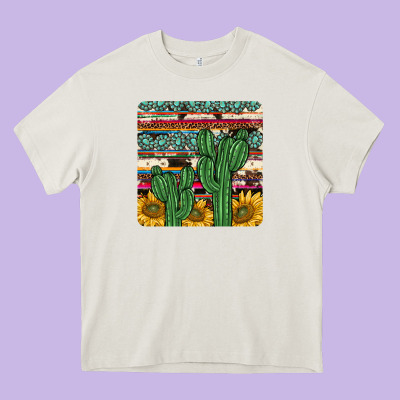 Cactus Sunflower Coaster Heavy Core Tee Designed By Jahusdesignshop