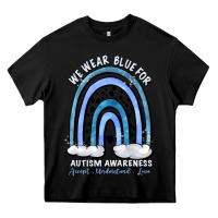 Black we wear blue for autism awareness accept understan Heavy Core Tee - Artiststas