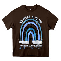 Chocolate Brown we wear blue for autism awareness accept understan Heavy Core Tee - Artiststas