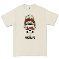 Western Brown Glitter Cowhide Patterned Mom Skull Premium Tee | Teevron