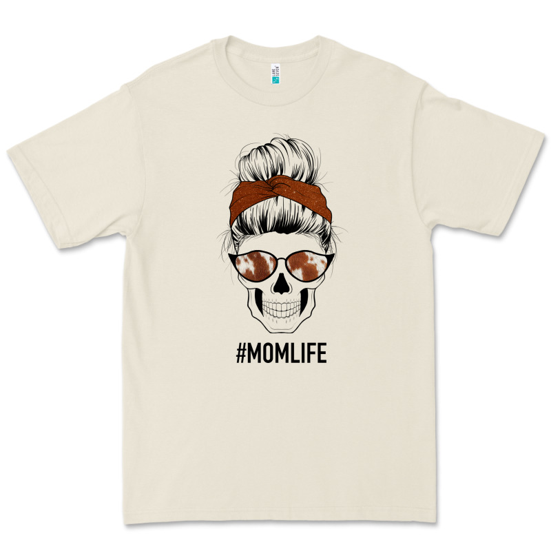 Western Brown Glitter Cowhide Patterned Mom Skull Premium Tee by Bettercallsaul | Teevron