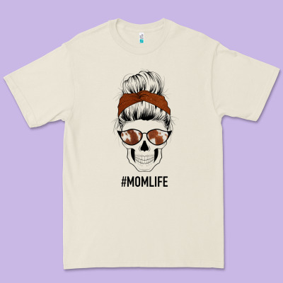 Western Brown Glitter Cowhide Patterned Mom Skull Premium Tee Designed By Bettercallsaul