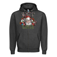 Charcoal Heather howdy santa Zipper Hoodie - SublimationCraftShop