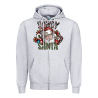 Heather Grey howdy santa Zipper Hoodie - SublimationCraftShop