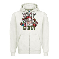 Oatmeal Heather howdy santa Zipper Hoodie - SublimationCraftShop