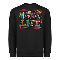 Black Teacher life leopard frame Heavyweight Sweatshirt - LillyAllenDesigns