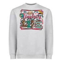 Heather Grey Teacher life leopard frame Heavyweight Sweatshirt - LillyAllenDesigns