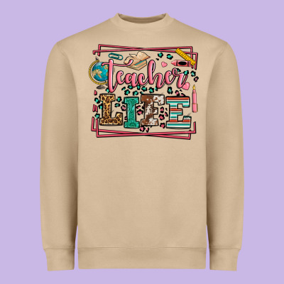 Teacher Life Leopard Frame Heavyweight Sweatshirt Designed By Lillyallendesigns